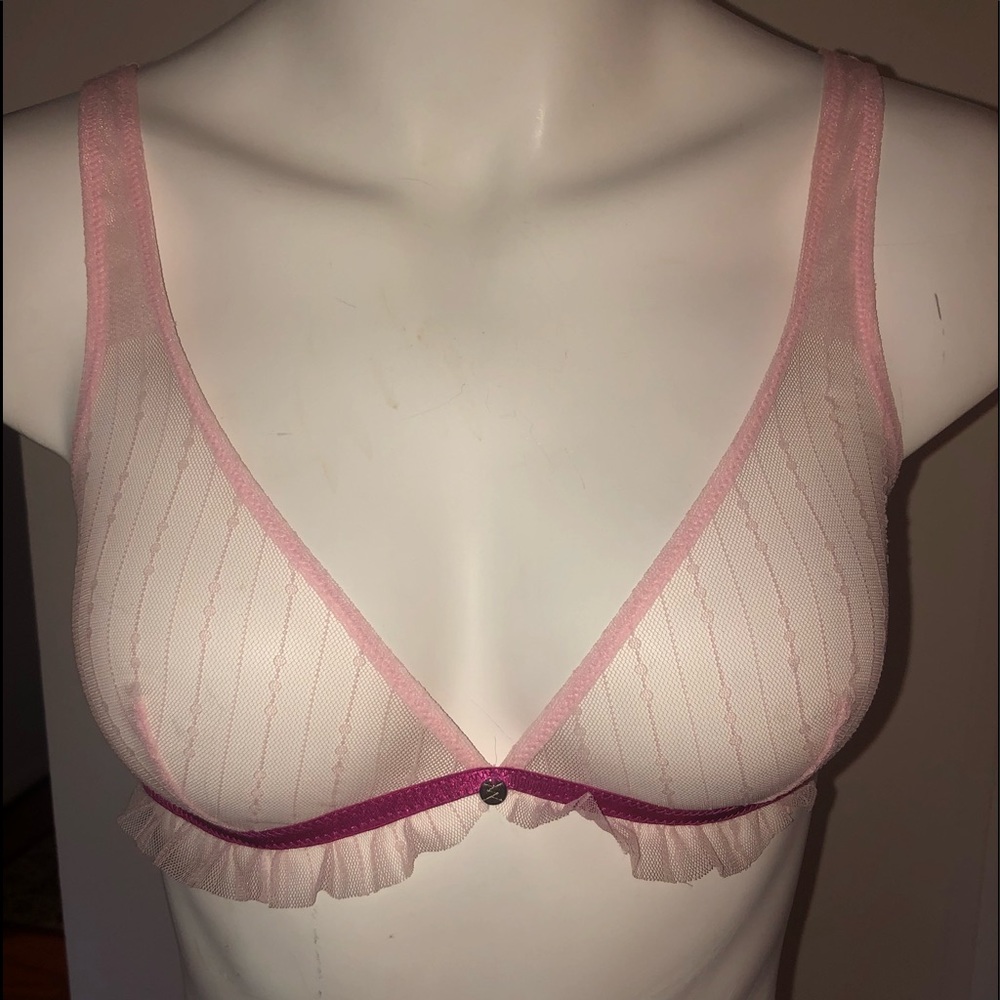 Sexy see through lace pink bralette bra lingerie